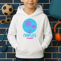 Naples Florida Retro Palm Tree Sunset Kids Hoodie