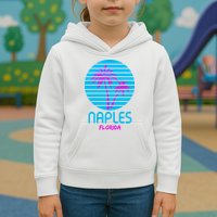 Naples Florida Retro Palm Tree Sunset Kids Hoodie