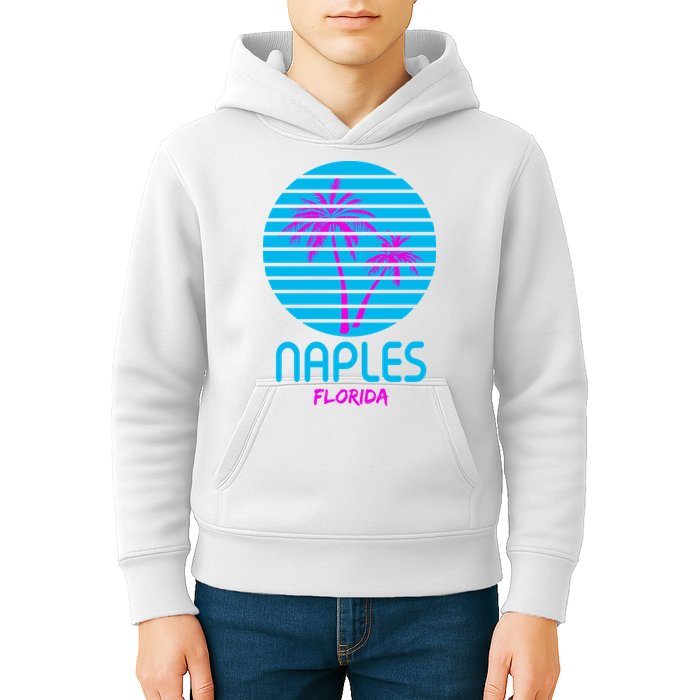 Naples Florida Retro Palm Tree Sunset Kids Hoodie