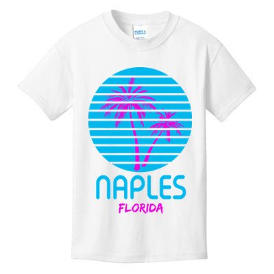 Naples Florida Retro Palm Tree Sunset Kids T-Shirt