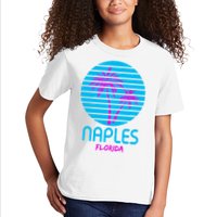Naples Florida Retro Palm Tree Sunset Kids T-Shirt