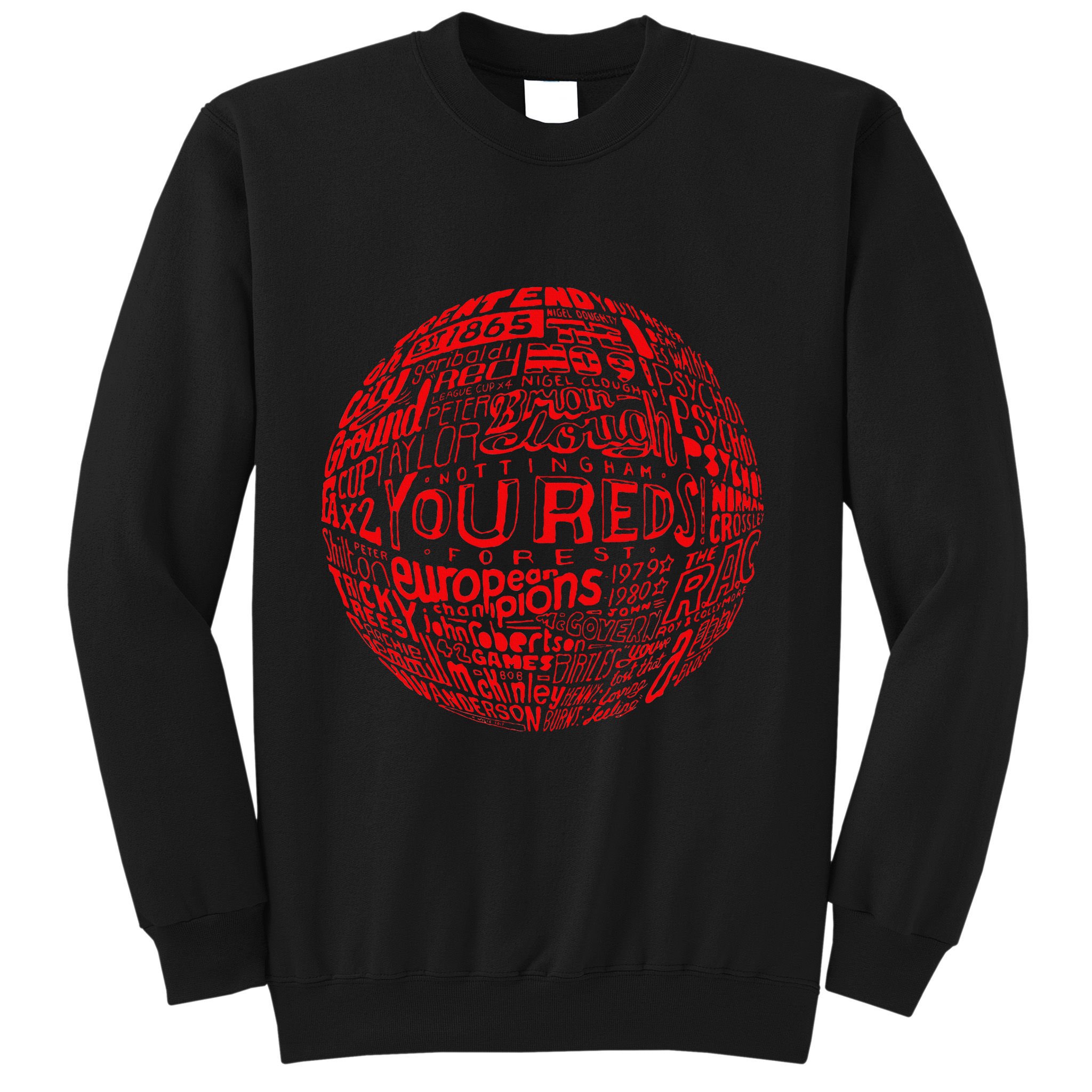 Nottingham Forest Red Typography Football Sweatshirt
