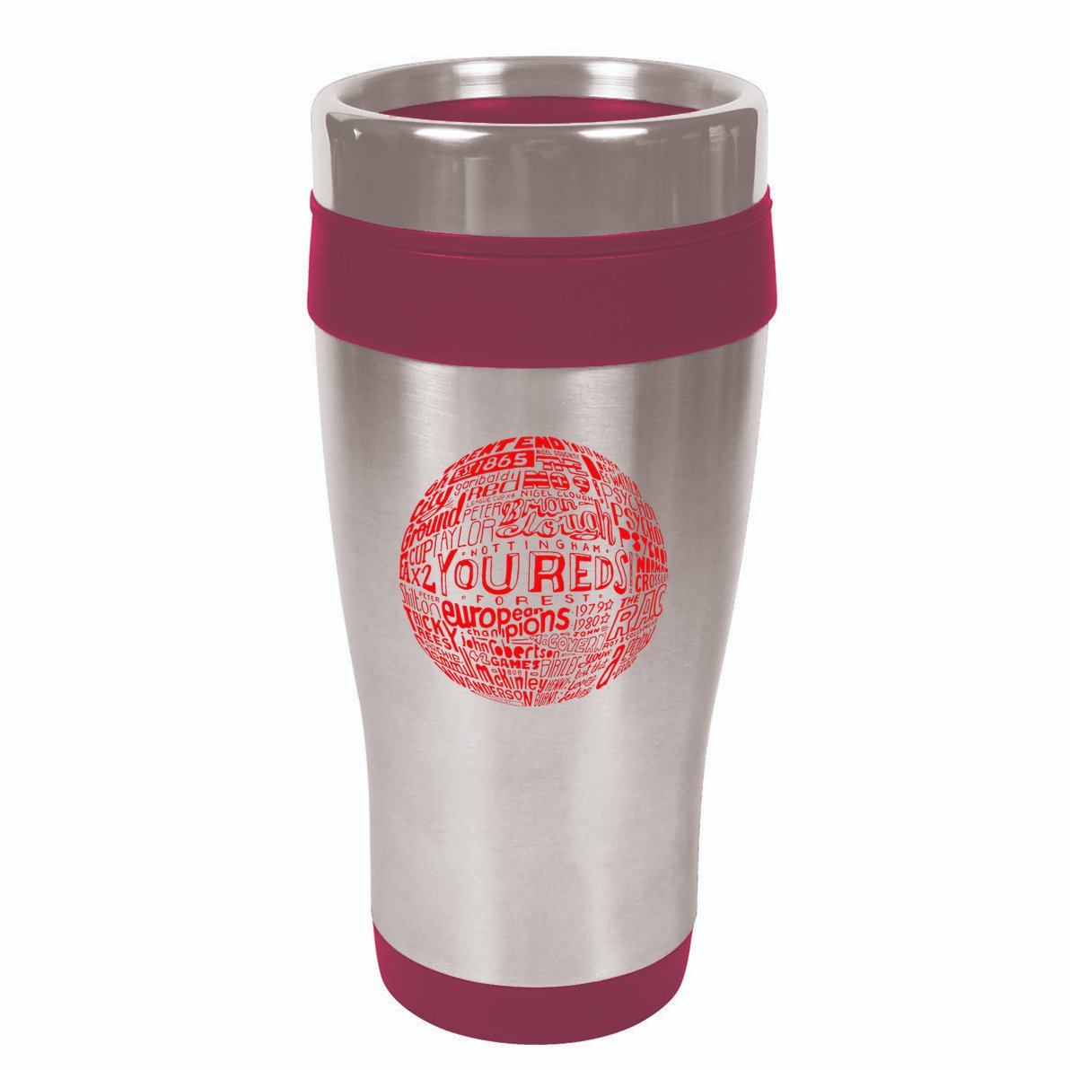 Nottingham Forest Red Typography Football 16oz Travel Tumbler