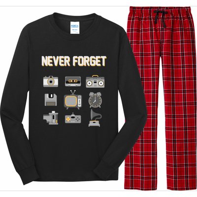 Never Forget Retro Vintage 90's Technology Old Gadgets Gift Long Sleeve Pajama Set