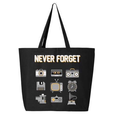 Never Forget Retro Vintage 90's Technology Old Gadgets Gift 25L Jumbo Tote