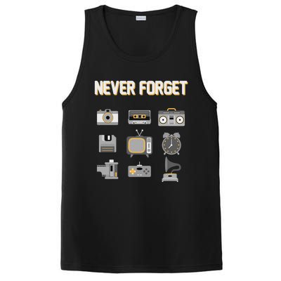 Never Forget Retro Vintage 90's Technology Old Gadgets Gift PosiCharge Competitor Tank