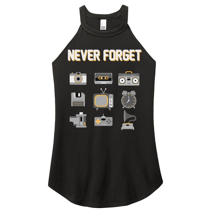 Never Forget Retro Vintage 90's Technology Old Gadgets Gift Women's Perfect Tri Rocker Tank