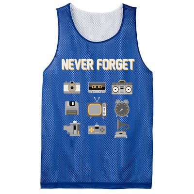 Never Forget Retro Vintage 90's Technology Old Gadgets Gift Mesh Reversible Basketball Jersey Tank