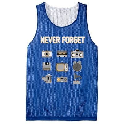 Never Forget Retro Vintage 90's Technology Old Gadgets Gift Mesh Reversible Basketball Jersey Tank