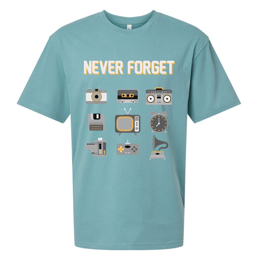 Never Forget Retro Vintage 90's Technology Old Gadgets Gift Sueded Cloud Jersey T-Shirt