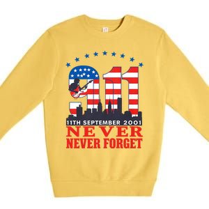 Never Forget September 11 2001 Memorial Day American Flag Premium Crewneck Sweatshirt