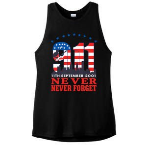 Never Forget September 11 2001 Memorial Day American Flag Ladies PosiCharge Tri-Blend Wicking Tank