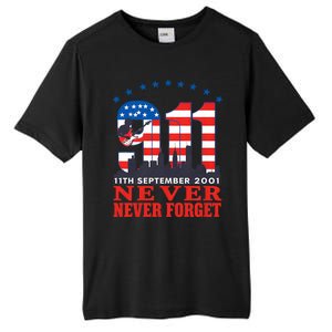 Never Forget September 11 2001 Memorial Day American Flag Tall Fusion ChromaSoft Performance T-Shirt