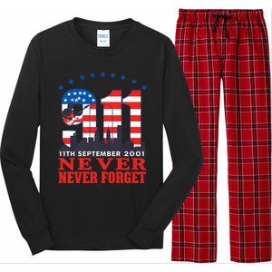 Never Forget September 11 2001 Memorial Day American Flag Long Sleeve Pajama Set