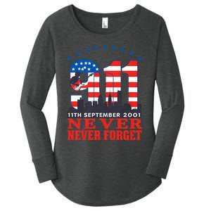 Never Forget September 11 2001 Memorial Day American Flag Women's Perfect Tri Tunic Long Sleeve Shirt