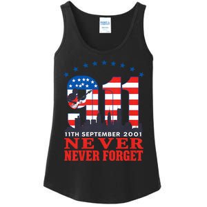 Never Forget September 11 2001 Memorial Day American Flag Ladies Essential Tank