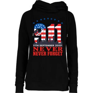 Never Forget September 11 2001 Memorial Day American Flag Womens Funnel Neck Pullover Hood