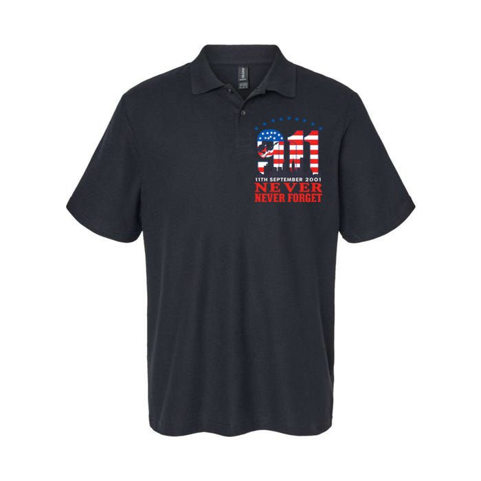 Never Forget September 11 2001 Memorial Day American Flag Softstyle Adult Sport Polo