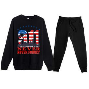 Never Forget September 11 2001 Memorial Day American Flag Premium Crewneck Sweatsuit Set