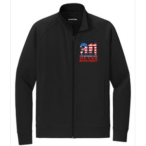 Never Forget September 11 2001 Memorial Day American Flag Stretch Full-Zip Cadet Jacket