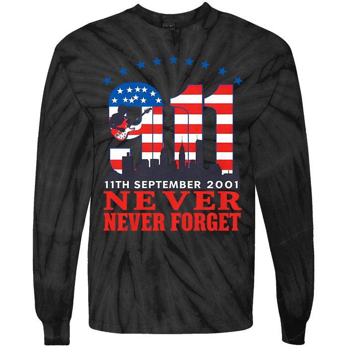 Never Forget September 11 2001 Memorial Day American Flag Tie-Dye Long Sleeve Shirt