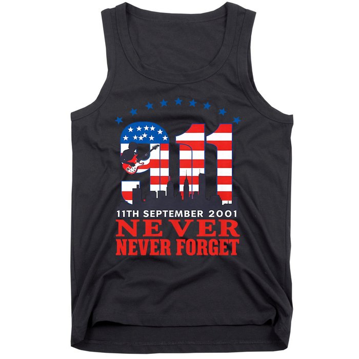 Never Forget September 11 2001 Memorial Day American Flag Tank Top