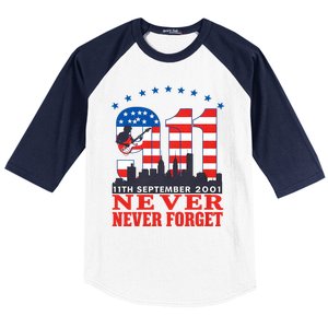 Never Forget September 11 2001 Memorial Day American Flag Baseball Sleeve Shirt