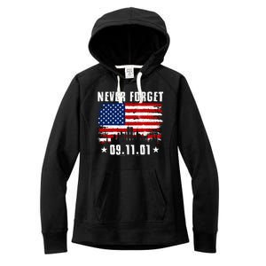 Never Forget September 11 2001 Memorial Day American Flag Women's Fleece Hoodie