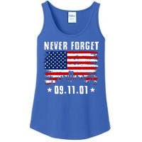 Never Forget September 11 2001 Memorial Day American Flag Ladies Essential Tank