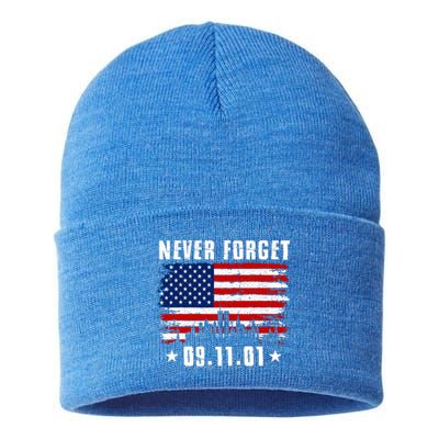 Never Forget September 11 2001 Memorial Day American Flag Sustainable Knit Beanie