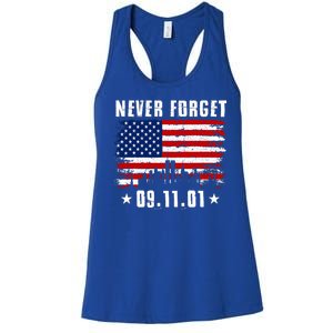 Never Forget September 11 2001 Memorial Day American Flag Women's Racerback Tank