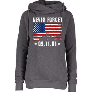 Never Forget September 11 2001 Memorial Day American Flag Womens Funnel Neck Pullover Hood