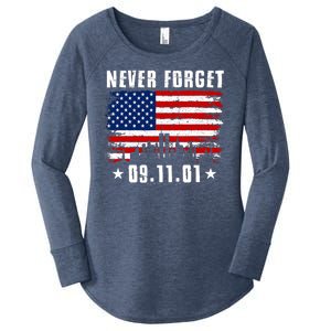 Never Forget September 11 2001 Memorial Day American Flag Women's Perfect Tri Tunic Long Sleeve Shirt