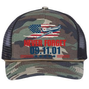 Never Forget September 11 2001 Memorial Day American Flag Retro Rope Trucker Hat Cap