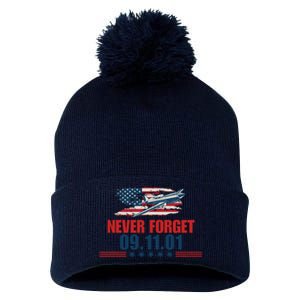 Never Forget September 11 2001 Memorial Day American Flag Pom Pom 12in Knit Beanie