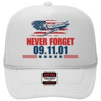 Never Forget September 11 2001 Memorial Day American Flag High Crown Mesh Back Trucker Hat