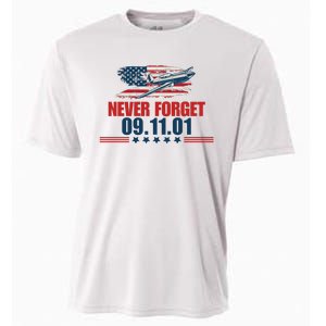 Never Forget September 11 2001 Memorial Day American Flag Cooling Performance Crew T-Shirt