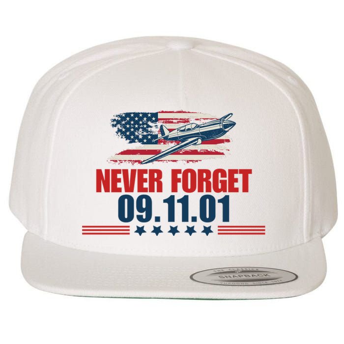 Never Forget September 11 2001 Memorial Day American Flag Wool Snapback Cap