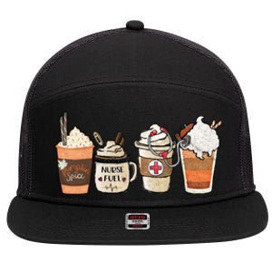 Nurse Fuel Spiced Coffee Thanksgiving Stethoscope Gift 7 Panel Mesh Trucker Snapback Hat