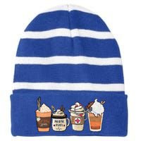 Nurse Fuel Spiced Coffee Thanksgiving Stethoscope Gift Striped Beanie with Solid Band