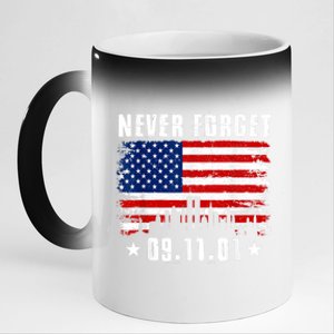 Never Forget September 11 2001 Memorial Day American Flag 11oz Black Color Changing Mug