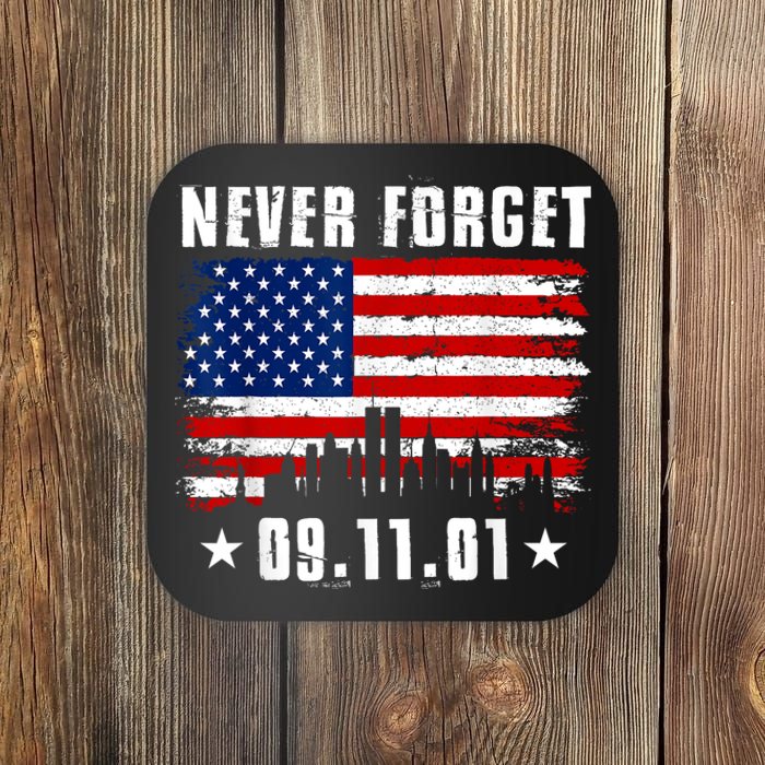 Never Forget September 11 2001 Memorial Day American Flag Coaster