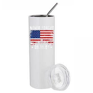 Never Forget September 11 2001 Memorial Day American Flag Stainless Steel Tumbler