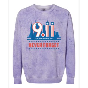 Never Forget September 11 2001 Memorial Day American Flag Colorblast Crewneck Sweatshirt