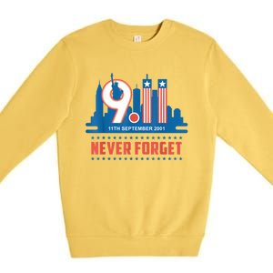 Never Forget September 11 2001 Memorial Day American Flag Premium Crewneck Sweatshirt