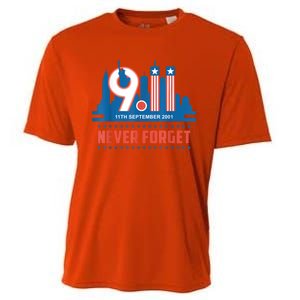 Never Forget September 11 2001 Memorial Day American Flag Cooling Performance Crew T-Shirt