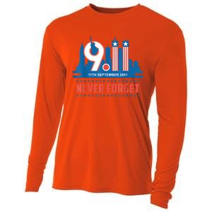 Never Forget September 11 2001 Memorial Day American Flag Cooling Performance Long Sleeve Crew