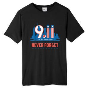 Never Forget September 11 2001 Memorial Day American Flag Tall Fusion ChromaSoft Performance T-Shirt