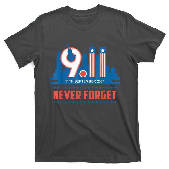 Never Forget September 11 2001 Memorial Day American Flag T-Shirt