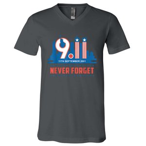 Never Forget September 11 2001 Memorial Day American Flag V-Neck T-Shirt